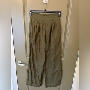 Abercrombie & Fitch Linen Blend Ultra Wide Leg Pants - Olive Green XS